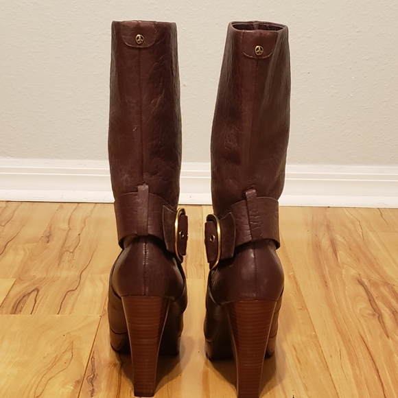 LUCKY BRAND LEATHER UNDER KNEE OPEN TOE BOOTS - Picture 4 of 12